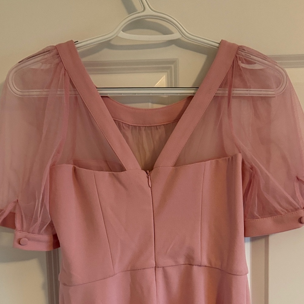 NWT Maggy London Lyra Fit & Flare Illusion Dress with Puff Sleeves Size 0 - Picture 7 of 9